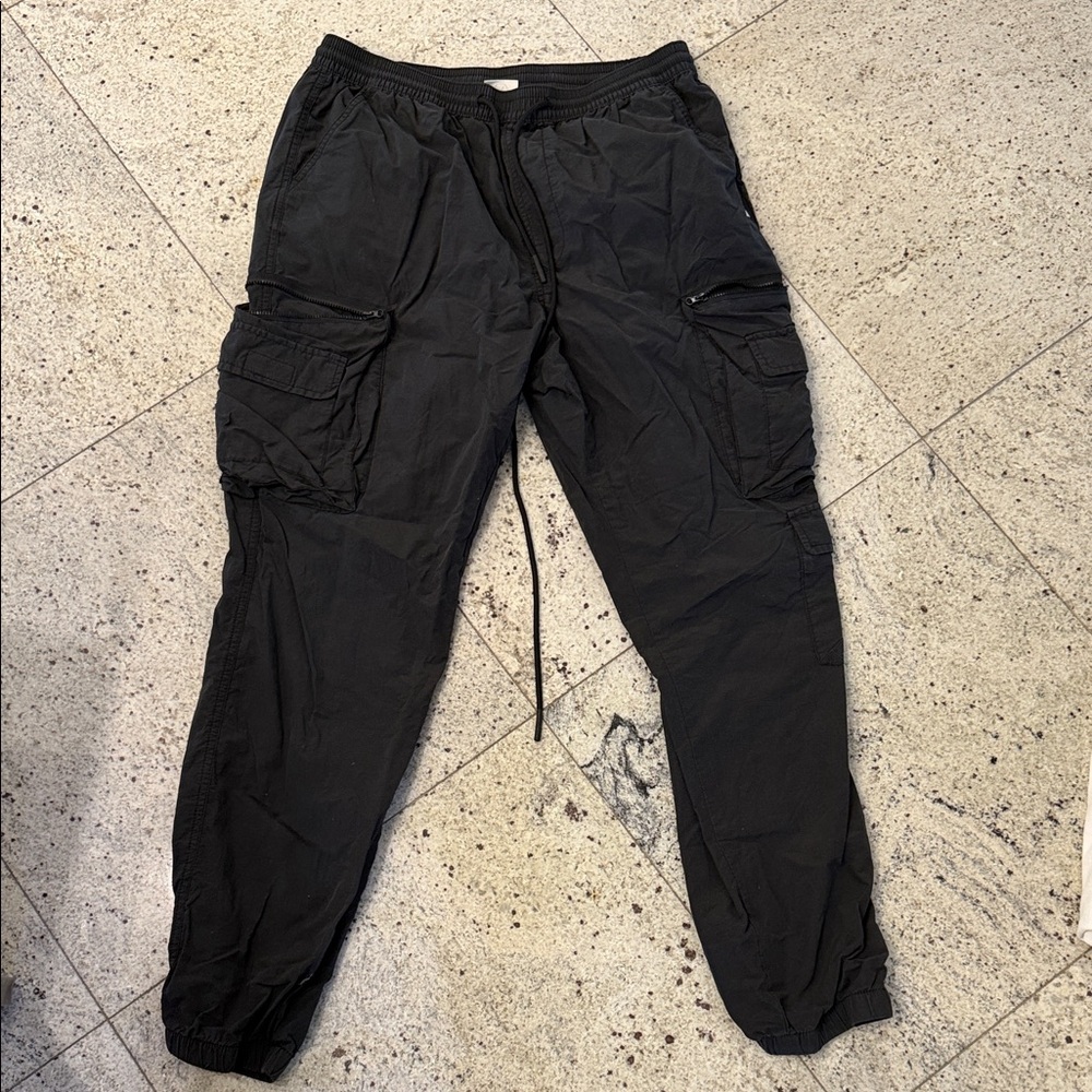 Men's Black Cargo Jogger Pants - Casual Utility Style